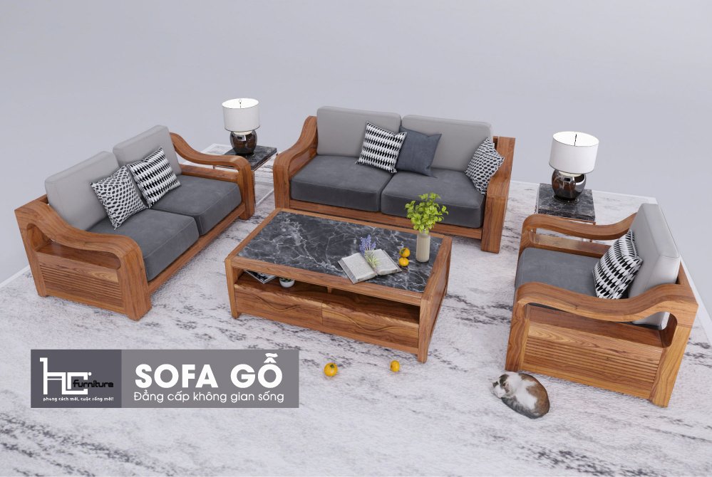 Sofa gỗ tự nhiên Hải Phòng - Nội thất Hà Cường
